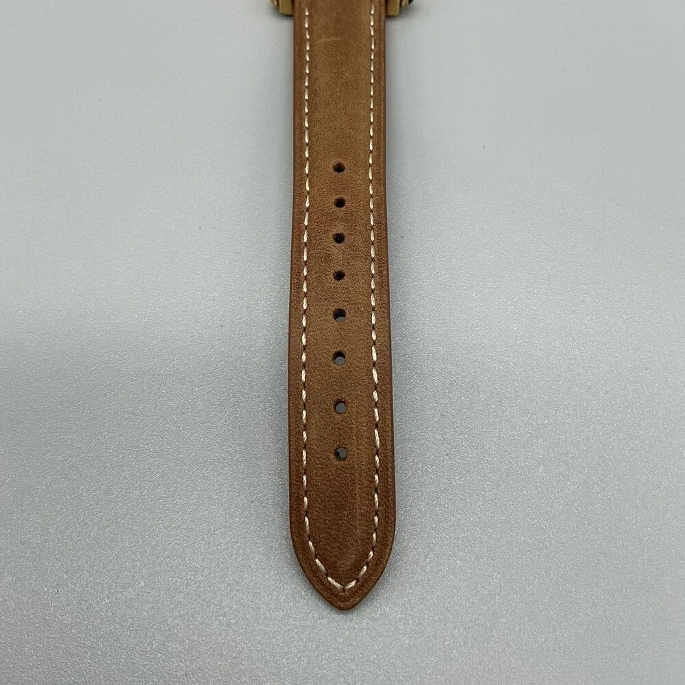 Starlink Womens Watch 38mm Gold Tone Heart Diamond Bezel Leather New Battery